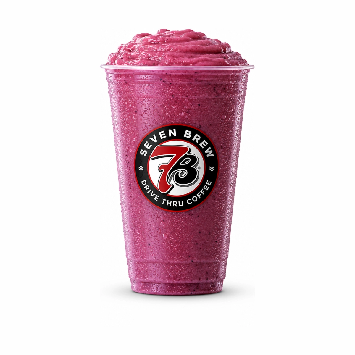 7 Brew Blue Pomegranate Smoothie in a clear cup