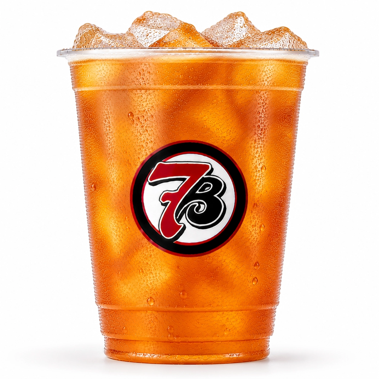 7 Brew Georgia Peach Tea in a clear cup