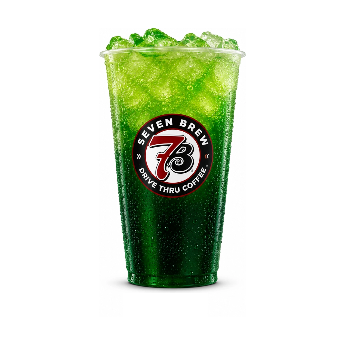 7 Brew Green Gummy Bear Fizz in a clear cup
