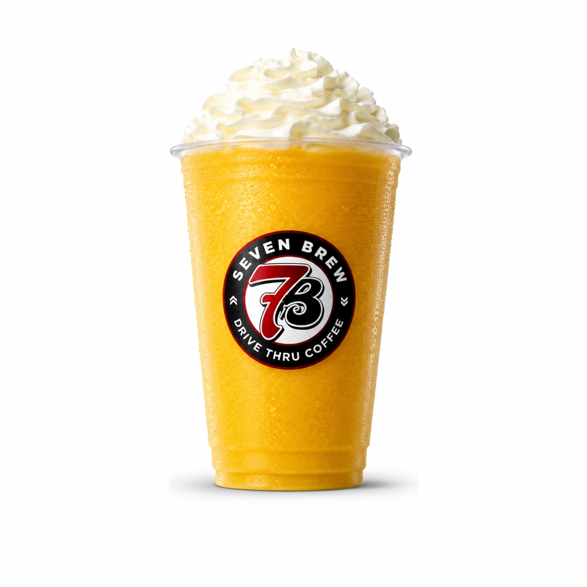 7 Brew Mango Smoothie in a clear cup