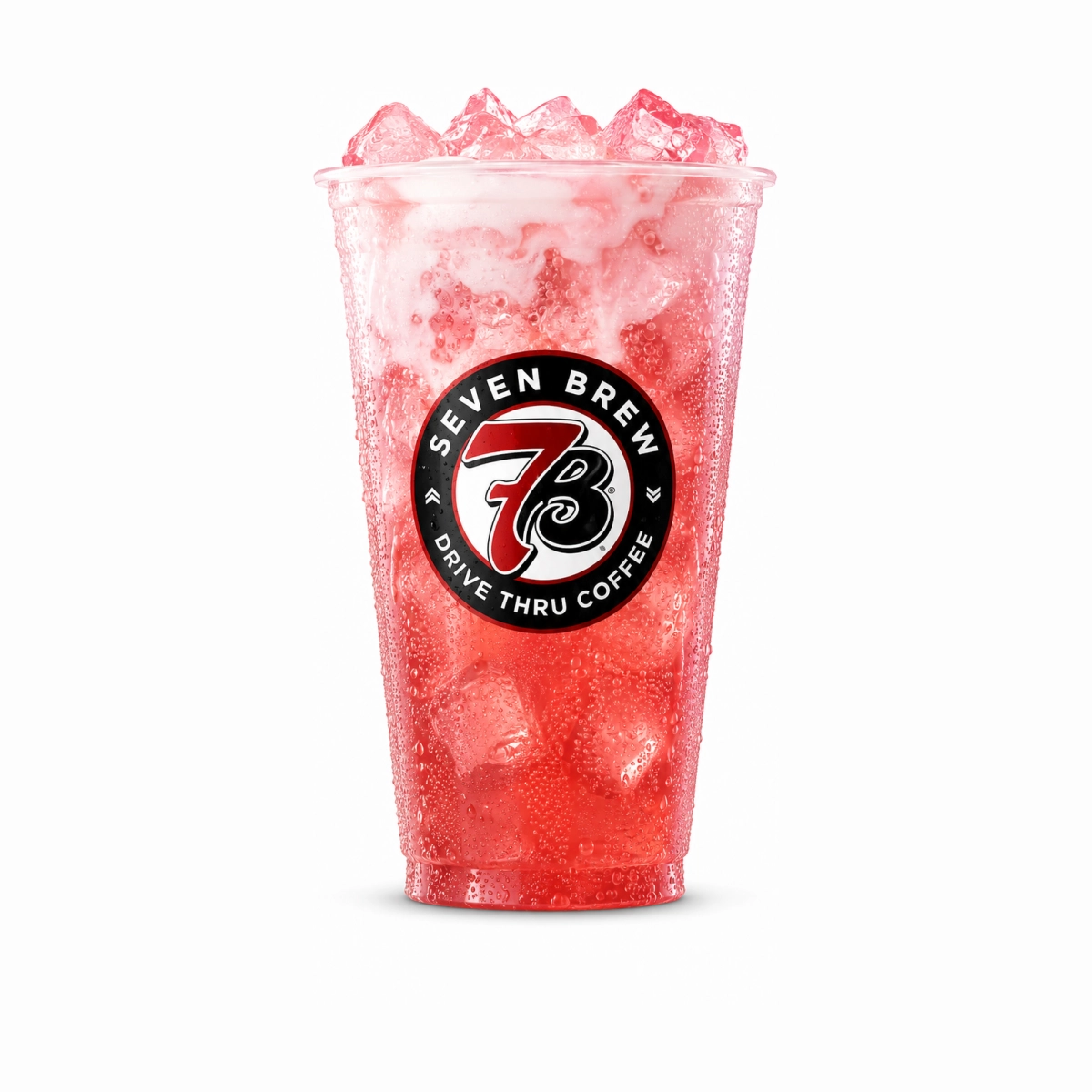 7 Brew Pink Mermaid Fizz in a clear cup