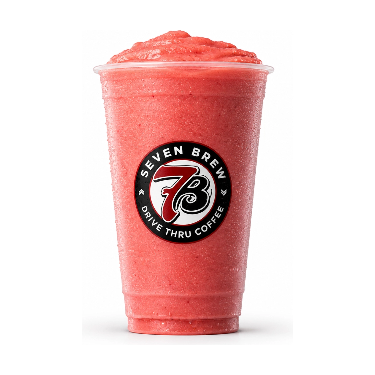 7 Brew Strawberry Smoothie in a clear cup