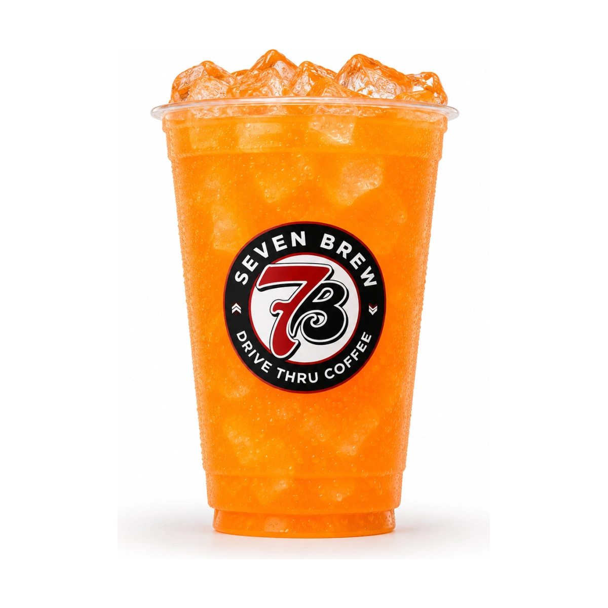 7 Brew Sunrise 7 Energy drink in a clear cup