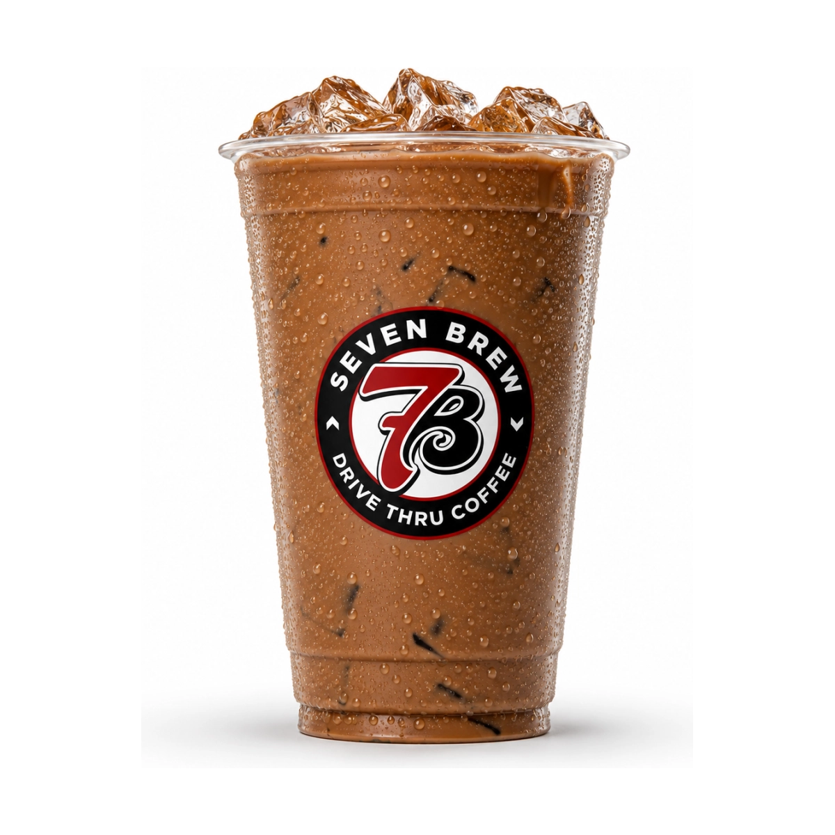 7 Brew White Chocolate Mocha Coffee Drink in a clear cup